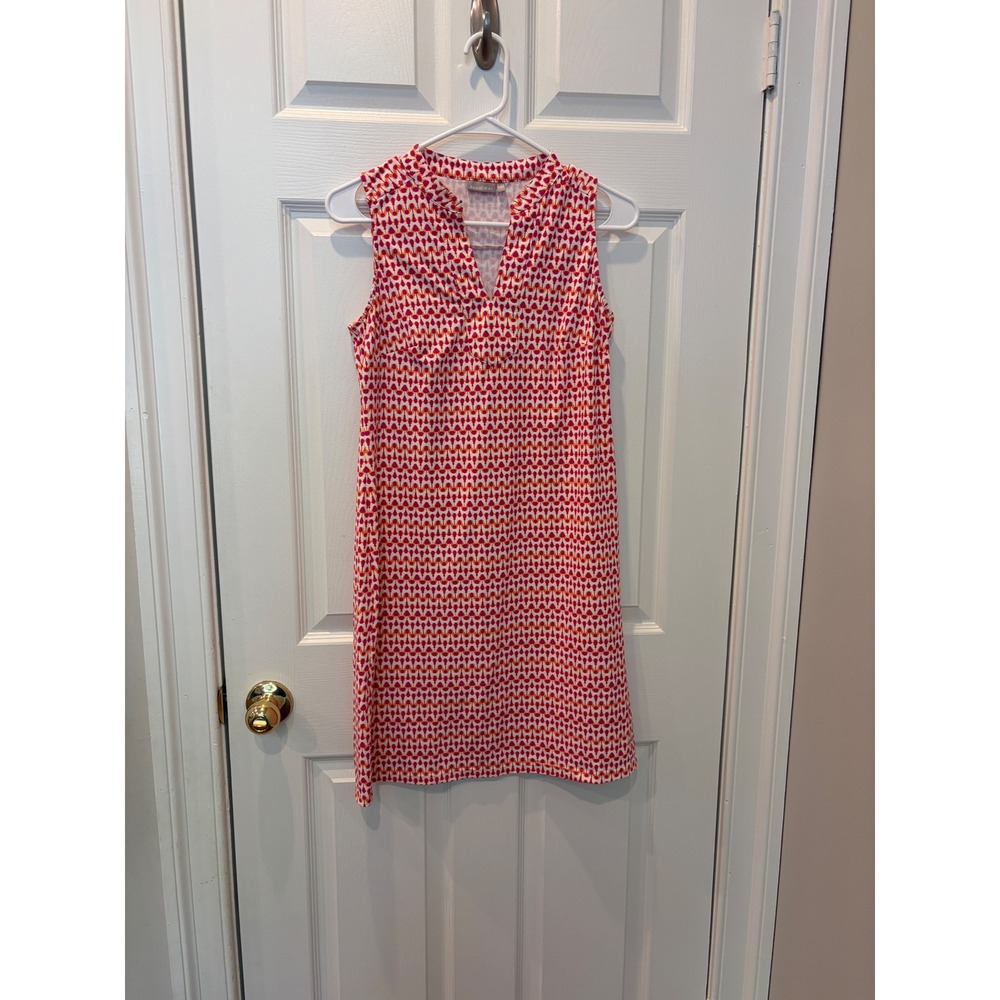 Ellie Kai Shift Dress‎ Size 4 Pink Orange Geometric Coastal Preppy Retro